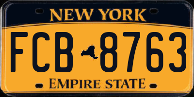 NY license plate FCB8763