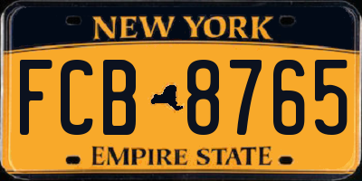 NY license plate FCB8765