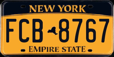 NY license plate FCB8767