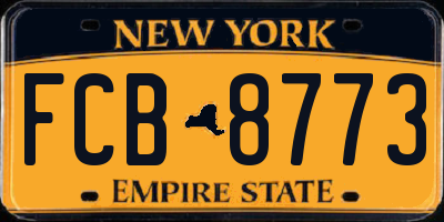 NY license plate FCB8773