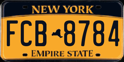 NY license plate FCB8784