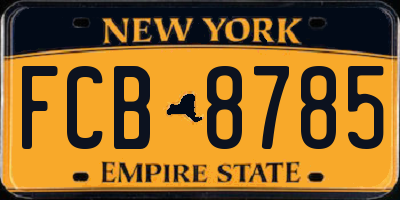 NY license plate FCB8785