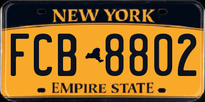 NY license plate FCB8802