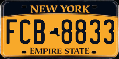 NY license plate FCB8833