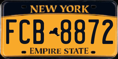 NY license plate FCB8872