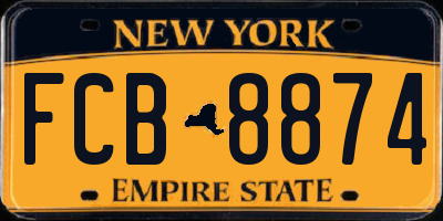 NY license plate FCB8874