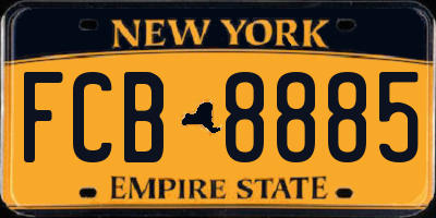 NY license plate FCB8885