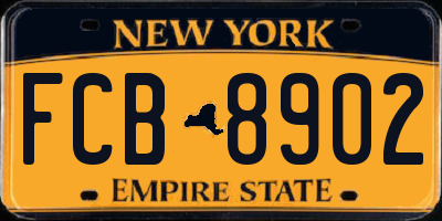 NY license plate FCB8902