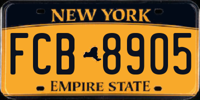 NY license plate FCB8905