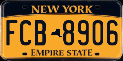 NY license plate FCB8906