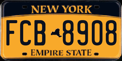NY license plate FCB8908