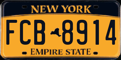 NY license plate FCB8914