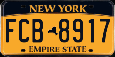 NY license plate FCB8917