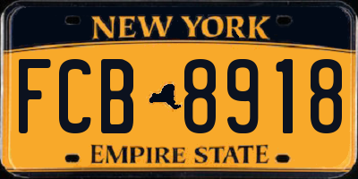 NY license plate FCB8918
