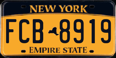 NY license plate FCB8919