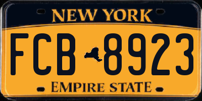 NY license plate FCB8923