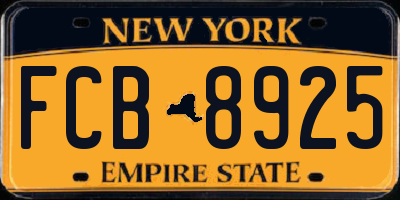 NY license plate FCB8925