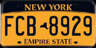 NY license plate FCB8929