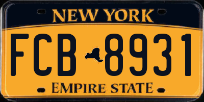 NY license plate FCB8931