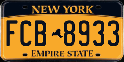 NY license plate FCB8933