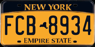 NY license plate FCB8934