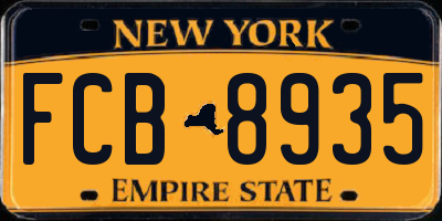 NY license plate FCB8935