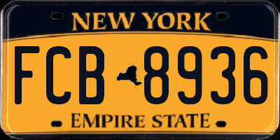 NY license plate FCB8936