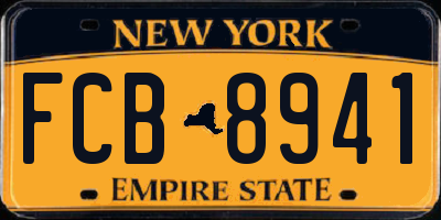 NY license plate FCB8941