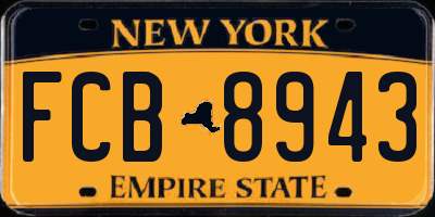 NY license plate FCB8943