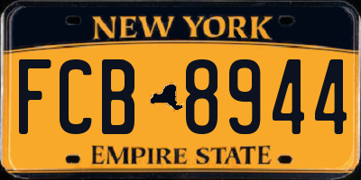 NY license plate FCB8944