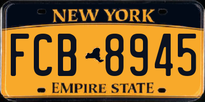 NY license plate FCB8945