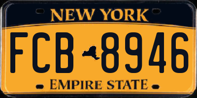 NY license plate FCB8946
