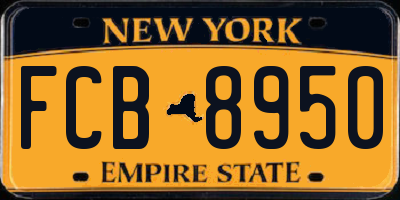 NY license plate FCB8950