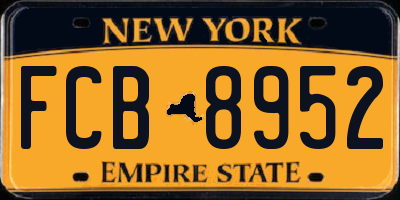 NY license plate FCB8952