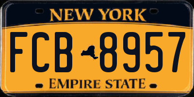 NY license plate FCB8957