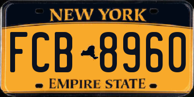 NY license plate FCB8960