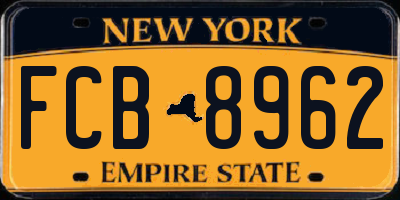 NY license plate FCB8962