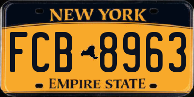 NY license plate FCB8963