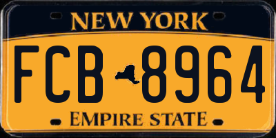 NY license plate FCB8964