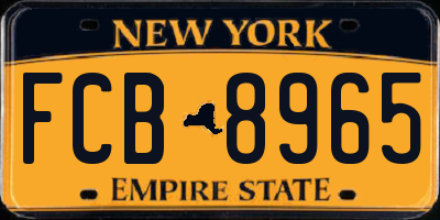 NY license plate FCB8965
