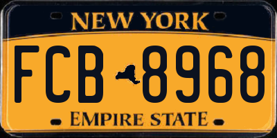NY license plate FCB8968