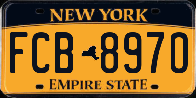 NY license plate FCB8970