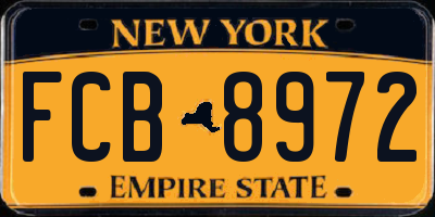NY license plate FCB8972
