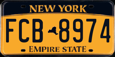 NY license plate FCB8974