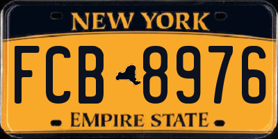 NY license plate FCB8976
