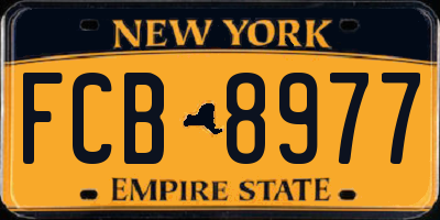 NY license plate FCB8977