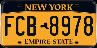 NY license plate FCB8978