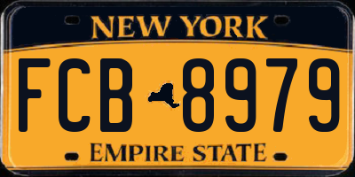 NY license plate FCB8979