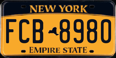 NY license plate FCB8980