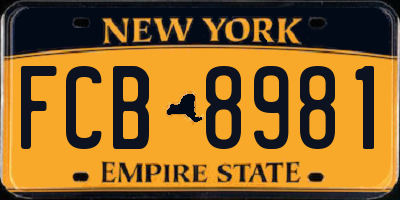 NY license plate FCB8981
